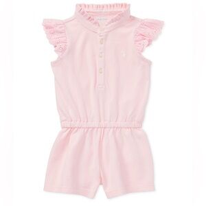 Ralph Lauren Ruffled Cotton Romper, Baby Girls